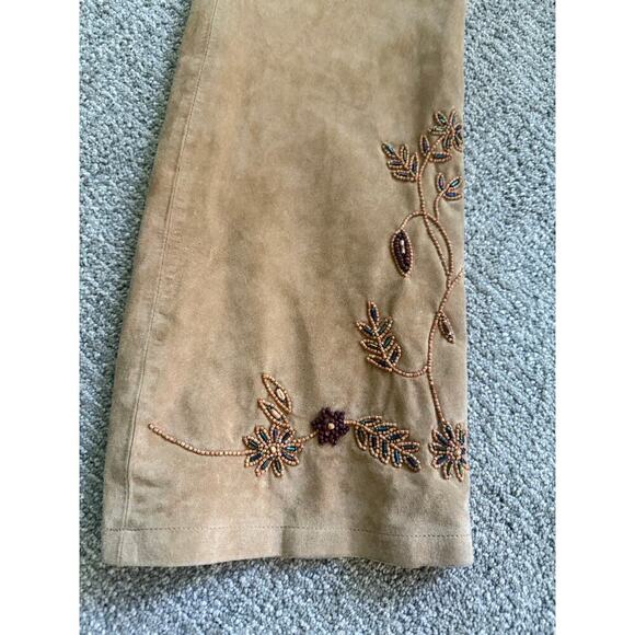 Margaret Godfrey vintage lined suede beaded floral pants women’s 12 - Picture 5 of 11